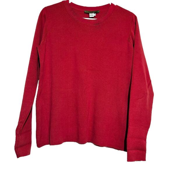 Peruvian Connection Sweater 100% Pima Cotton Long Sleeve Knit Pullover Red L - Picture 1 of 3